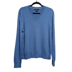 Banana Republic Extra Fine Merino Wool V-Neck Sweater‎ Mens XL Blue